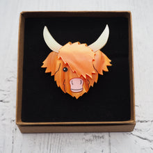 Load image into Gallery viewer, Highland Cow Acrylic Brooch
