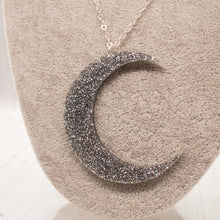Load image into Gallery viewer, Silver Glitter Crescent Moon Pendant
