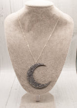 Load image into Gallery viewer, Silver Glitter Crescent Moon Pendant
