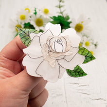 Load image into Gallery viewer, White Rose Acrylic Brooch
