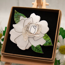 Load image into Gallery viewer, White Rose Acrylic Brooch
