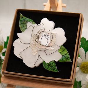 White Rose Acrylic Brooch