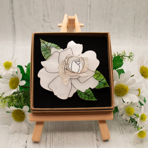 White Rose Acrylic Brooch