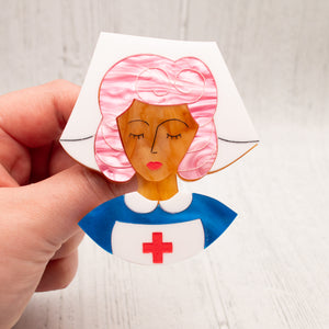 Pink Hair Nurse Grace Brooch