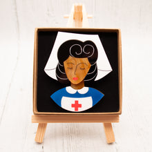 Load image into Gallery viewer, Black Hair Nurse Brooch
