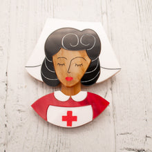 Load image into Gallery viewer, Black Hair Nurse Brooch
