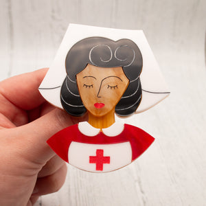 Black Hair Nurse Brooch