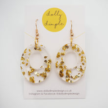 Load image into Gallery viewer, Oval Dangle Earrings, Gold Fleck Acrylic
