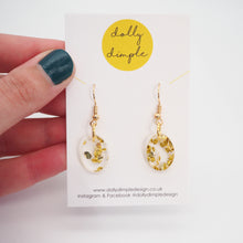 Load image into Gallery viewer, Small Oval Dangle Earrings, Gold Fleck Acrylic
