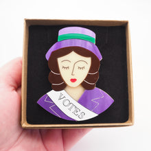 Load image into Gallery viewer, Suffragette Portrait Acrylic Brooch
