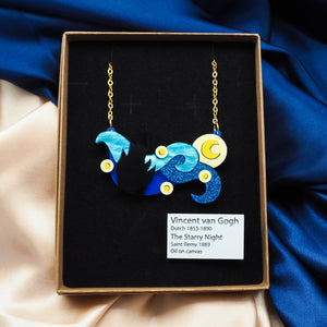 'The Starry Night' Necklace and Mini Label Brooch Set