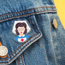 Load image into Gallery viewer, Nurse Acrylic Pin Badge - Donation of £1 per pin is made to Macmillan Cancer Support
