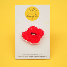 Load image into Gallery viewer, Poppy Acrylic Pin Badge - Donation of £1 per pin is made to Scottish Poppy Appeal

