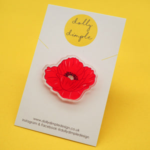 Poppy Acrylic Pin Badge - Donation of £1 per pin is made to Scottish Poppy Appeal