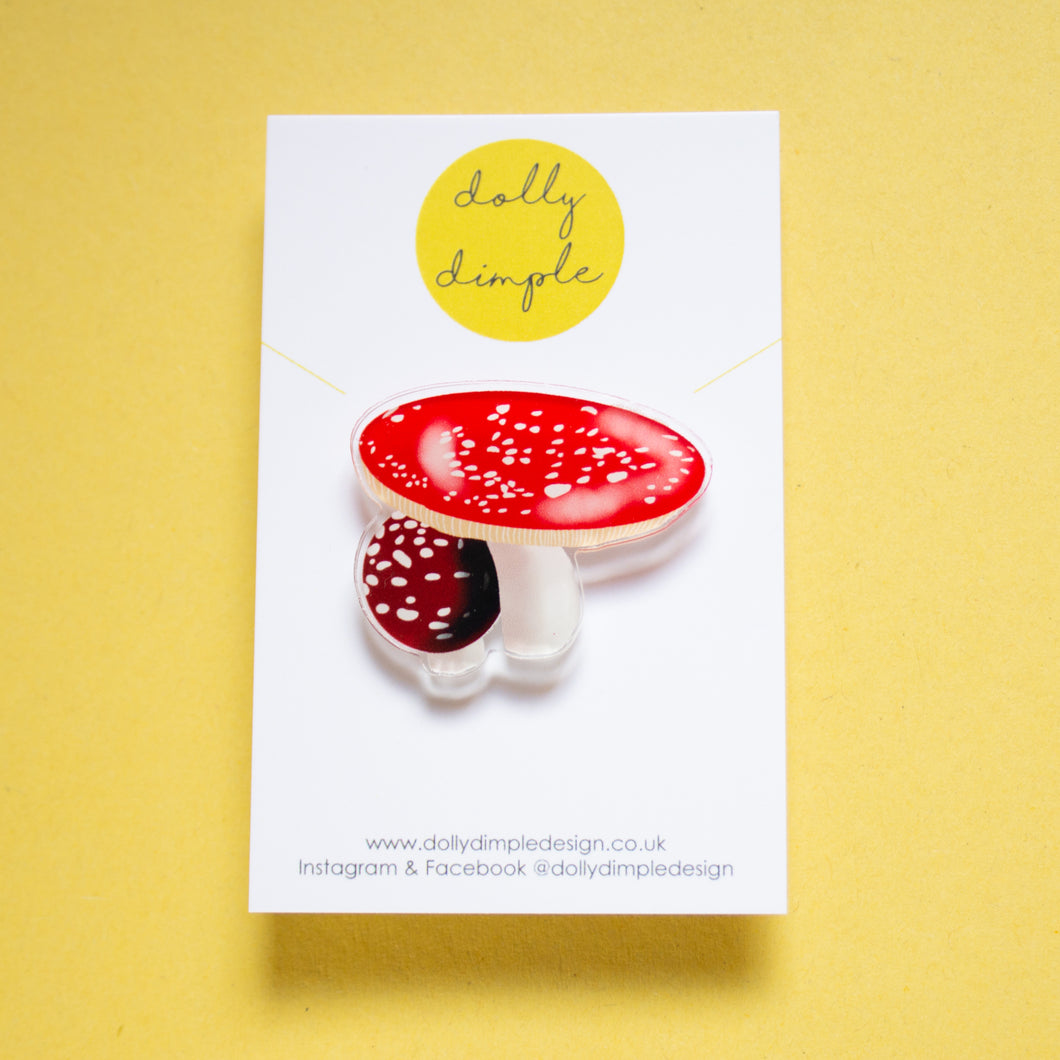 Toadstool Acrylic Pin Badge