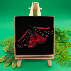 Cinnabar Moth Acrylic Brooch